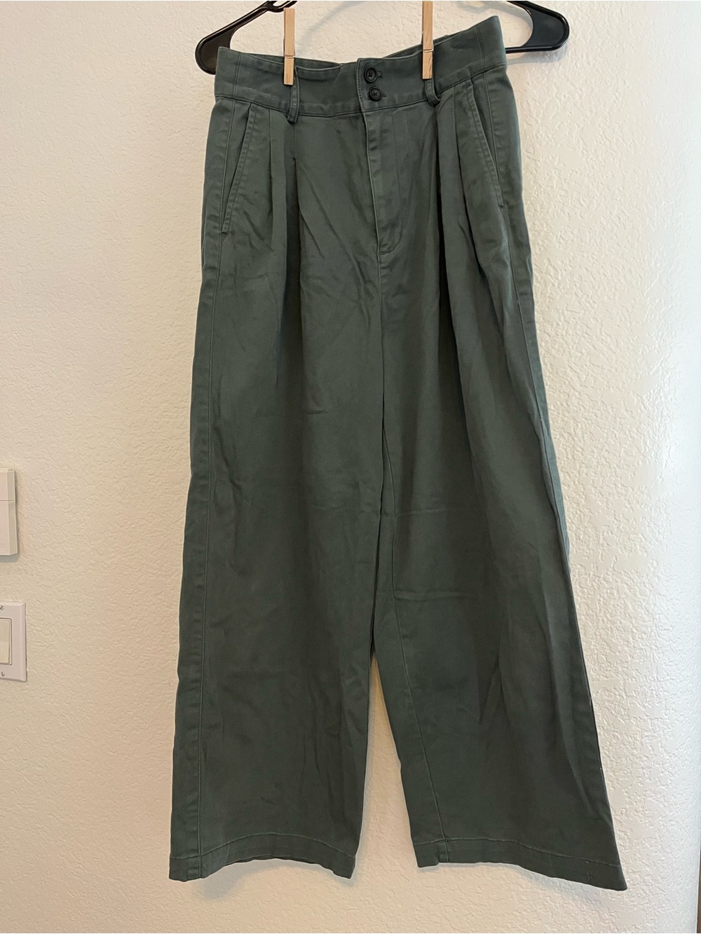 Madewell wide leg pants in olive green
